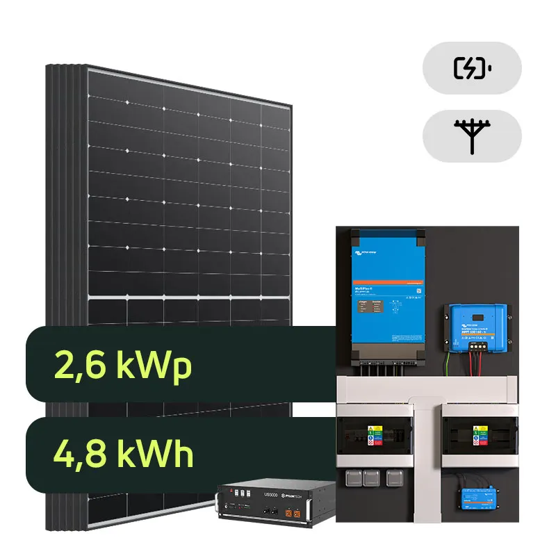 Hybrid Victron 2,6kWp 4,8kWh 1-fáz předpřipravený solární systém