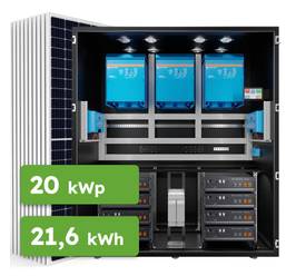 Hybrid Victron 20kWp 21,6kWh 3-fáz RACK predpripravený solárny systém