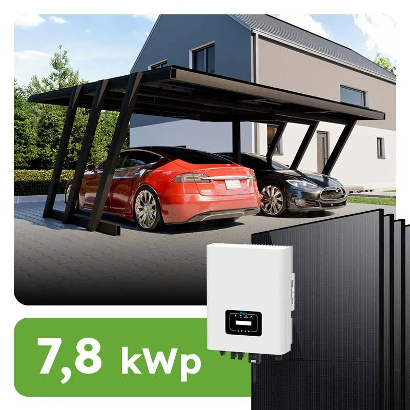 Solárny prístrešok pre 2 vozidlá 7,8kWp carport RC2 On-grid na kľúč