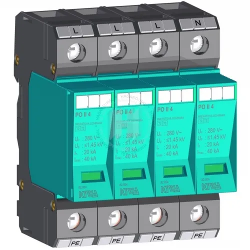 Přepěťová ochrana AC T2 Kiwa 82.004 4P 280V/40kA