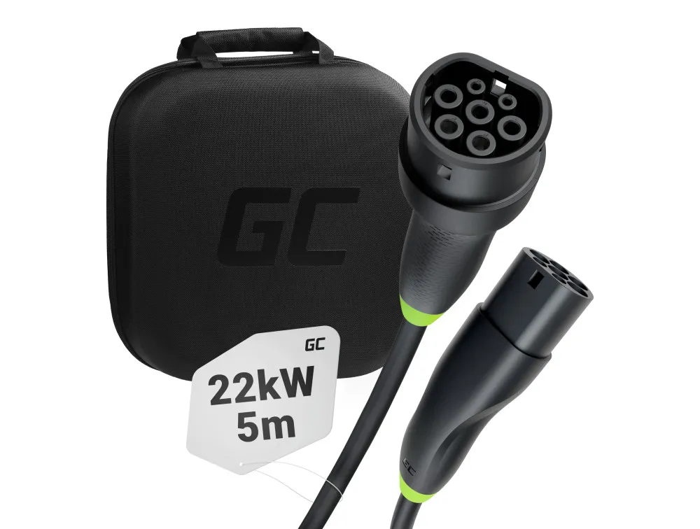 EV nabíjecí kabel Green Cell Snap Type 2 22kW 5m