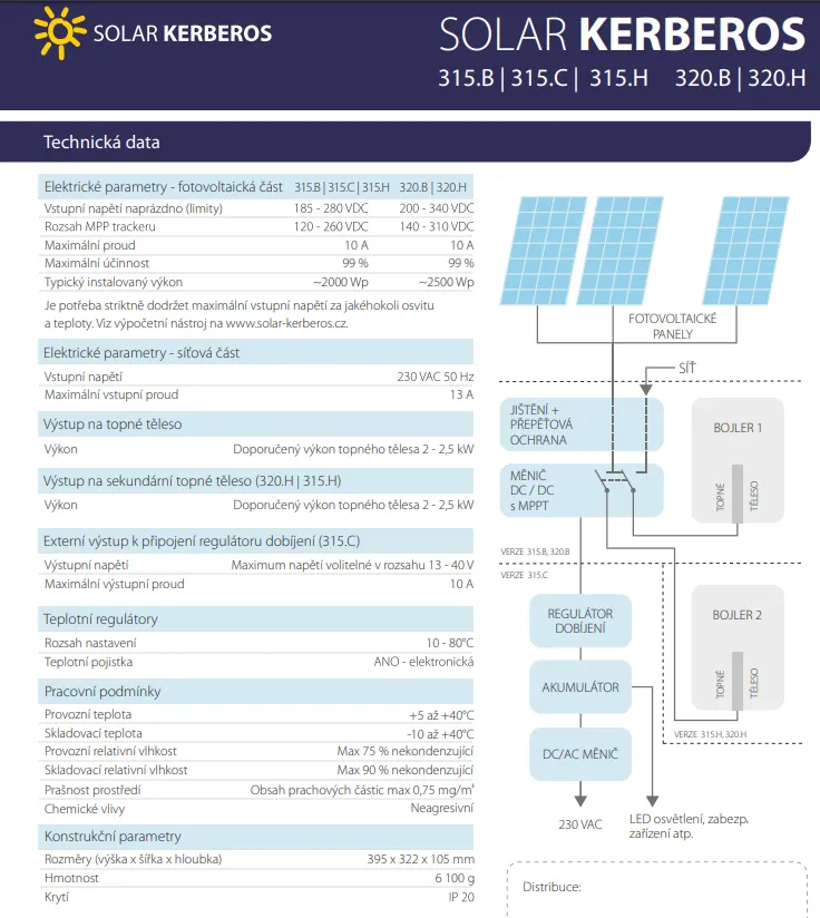 Fotovoltaický ohřev vody Solar Kerberos 320.H 2kW