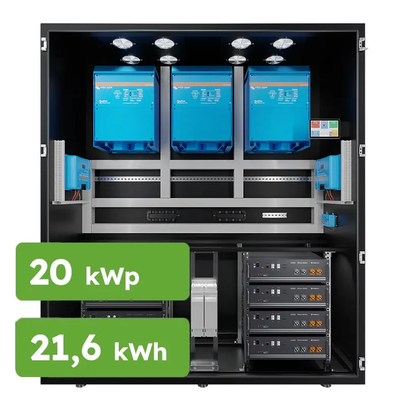 Hybrid Victron 20kWp 21,6kWh 3-fáz RACK předpřipravený solární systém
