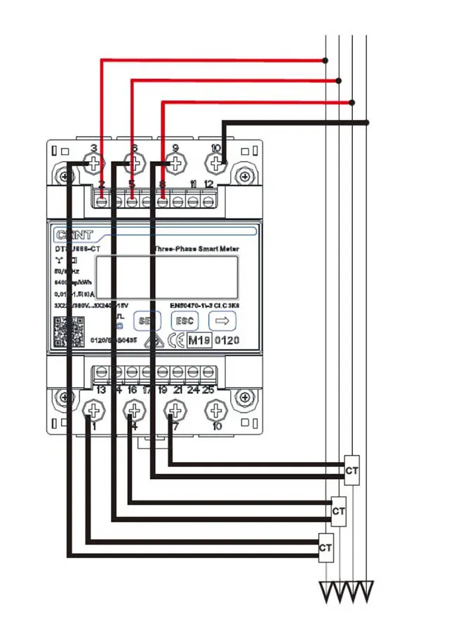 Měřič a analyzátor výkonu Chint Smartmeter DTSU666-CT třífázový pro Solax/Deye