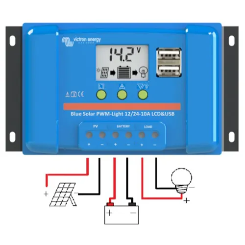 Regulátor nabíjení PWM Victron Energy LCD a USB 12/24V 20A