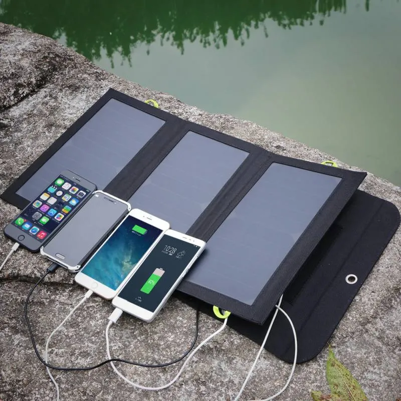 Skládací solární nabíječka Allpowers 21W a 5V/9V/12V 3xUSB + 10000mAh baterie