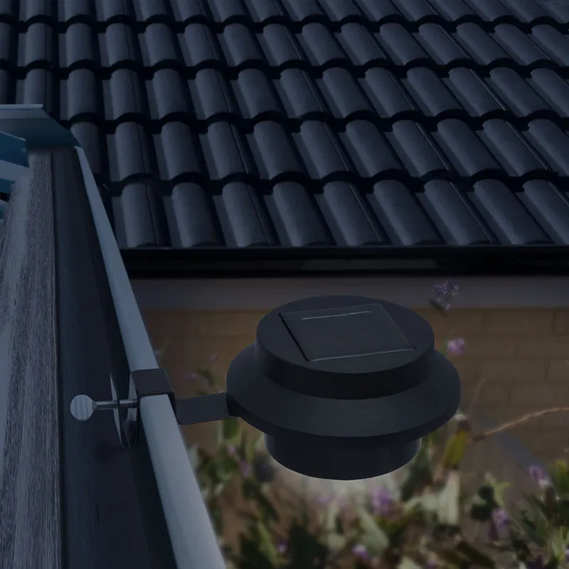 Solární 3 LED lampa na okap / plot černá