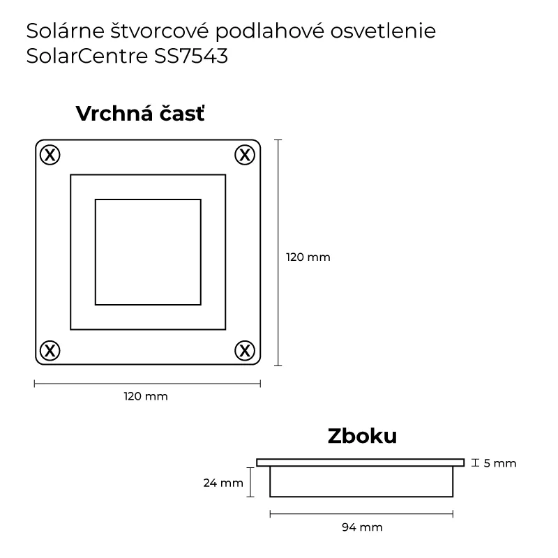 Solární čtvercové podlahové osvětlení SolarCentre SS7543