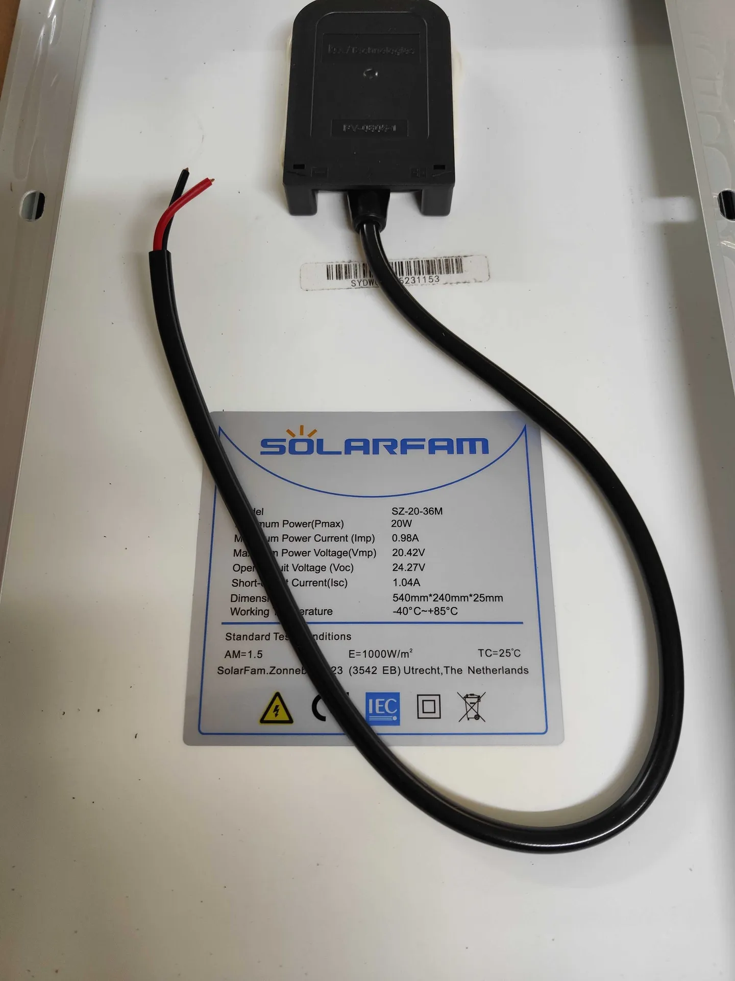 Solární panel monokrystalický Solarfam 20Wp