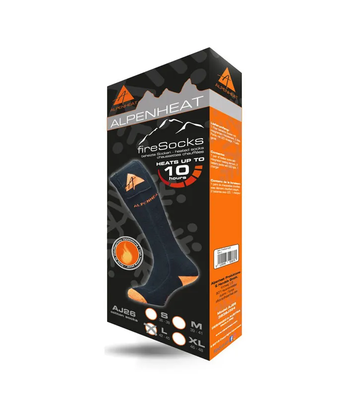 Vyhřívané ponožky Alpenheat FIRE-SOCKS bavlna velikost XL