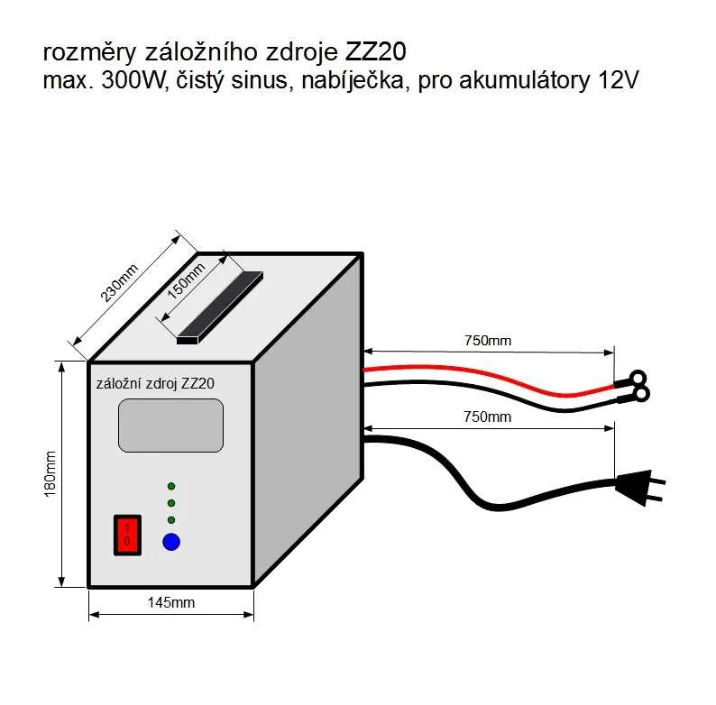 Záložní zdroj ZZ20 12V 230V 350W sinusový