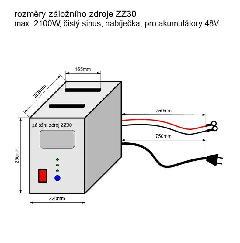 Záložní zdroj ZZ30 48V 230V 2100W sinusový