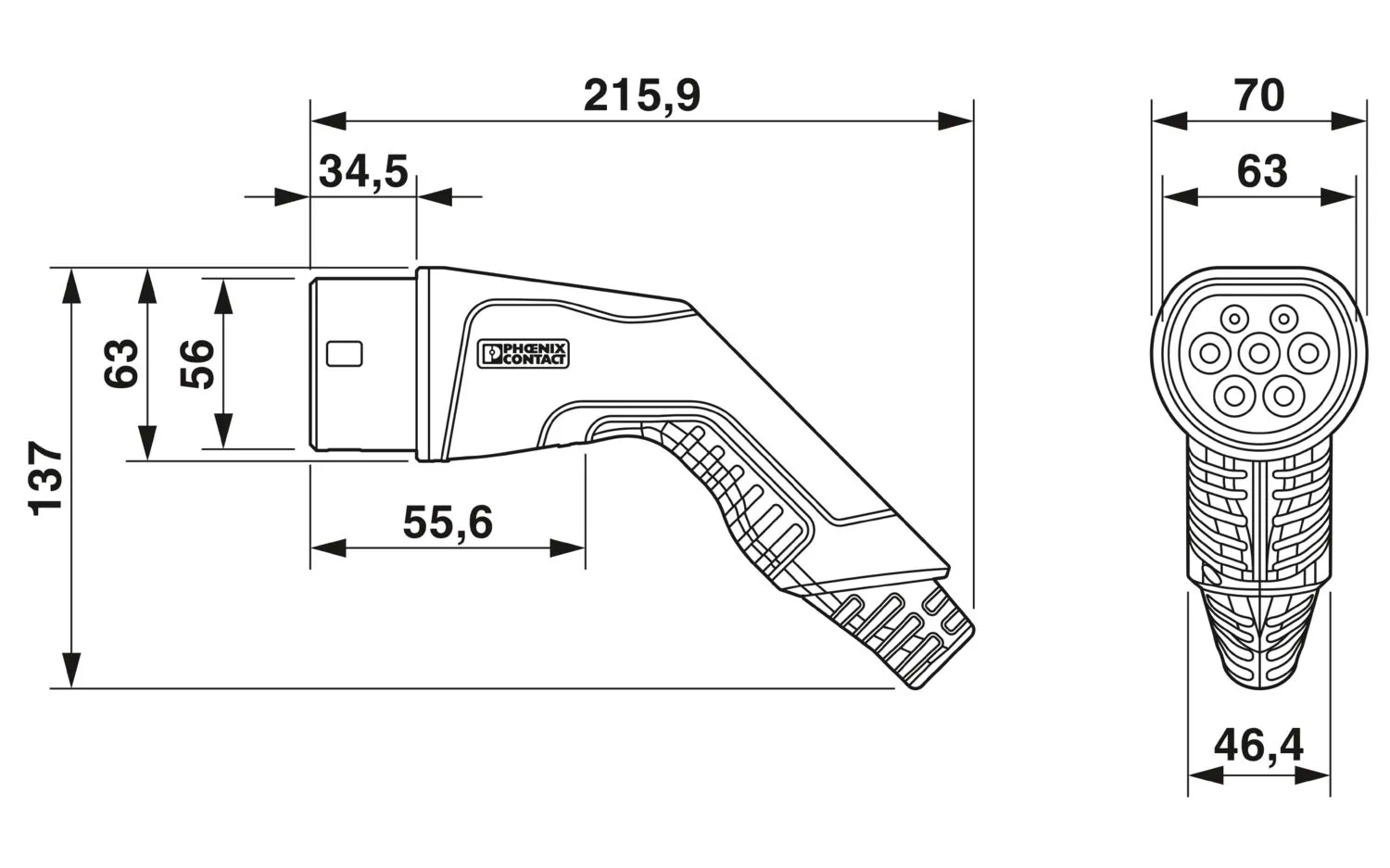 Nabíjecí kabel pro elektromobily Phoenix Contact CHARX connect Typ 2 – 22 kW, 5 m