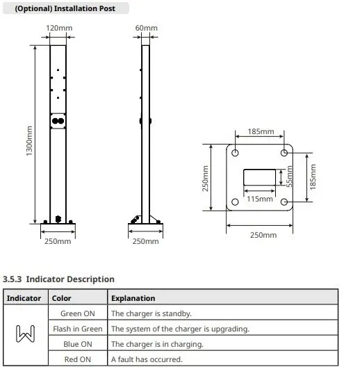 Stojan pro nabíjecí stanice GoodWe Wallbox HCA 11/22 kW G1/G2